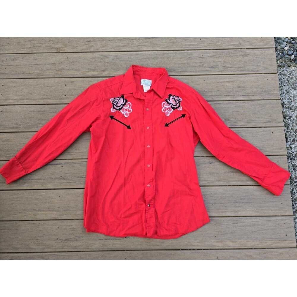 Vintage Men's Western Shirt H Bar C RED - 17 1/2 -34 XL